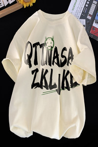 得物品质纯棉重磅潮牌潮流宽松圆领男女短袖T恤 B219-T11-P25图片