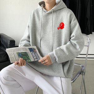 2021秋冬新款高品质多色印花港仔宽松情侣连帽卫衣Y031图片