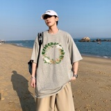220克夏装新款兔子印花宽松港仔百搭学生休闲圆领短袖t恤Y316P25，男装T恤，电商B219