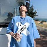 不断货纯棉重磅潮牌潮流青少年宽松圆领短袖T恤B219-Y250-P25，男装T恤，电商B219