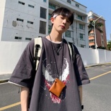 2023夏装美漫毒液印花宽松港仔百搭学生休闲圆领短袖t恤Y393P25白，男装T恤，电商B219