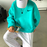2021秋冬新款高品质10色印花港仔宽松情侣圆领卫衣Y013蓝，男装卫衣，电商B219