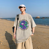 得物品质纯棉重磅潮牌潮流青少年宽松圆领短袖T恤B219-Y389-P25，男装T恤，电商B219