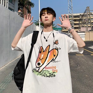 220克夏装新款印花宽松港仔百搭学生休闲圆领短袖t恤Y450P25