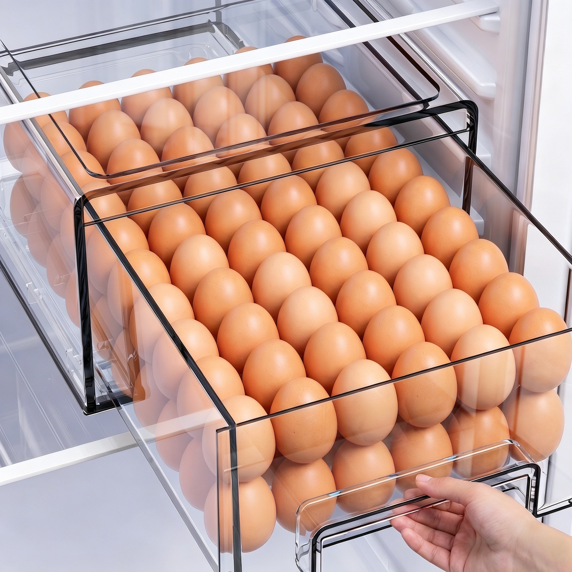 日本冰箱专用整理盒收纳盒抽屉式食品级保鲜盒食物收纳冷冻分装盒