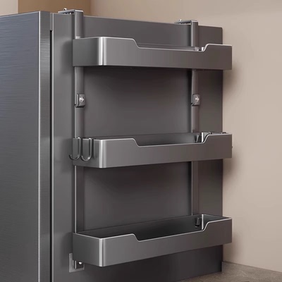 日本冰箱侧收纳置物架厨房多层调味料保鲜膜收纳架多功能储物神器