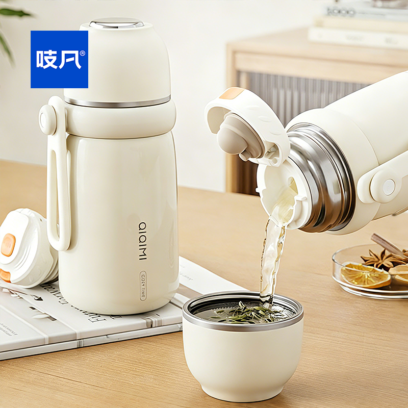 日本保温杯女生新款2025高颜值女士学生杯子茶水分离便携吸管水杯