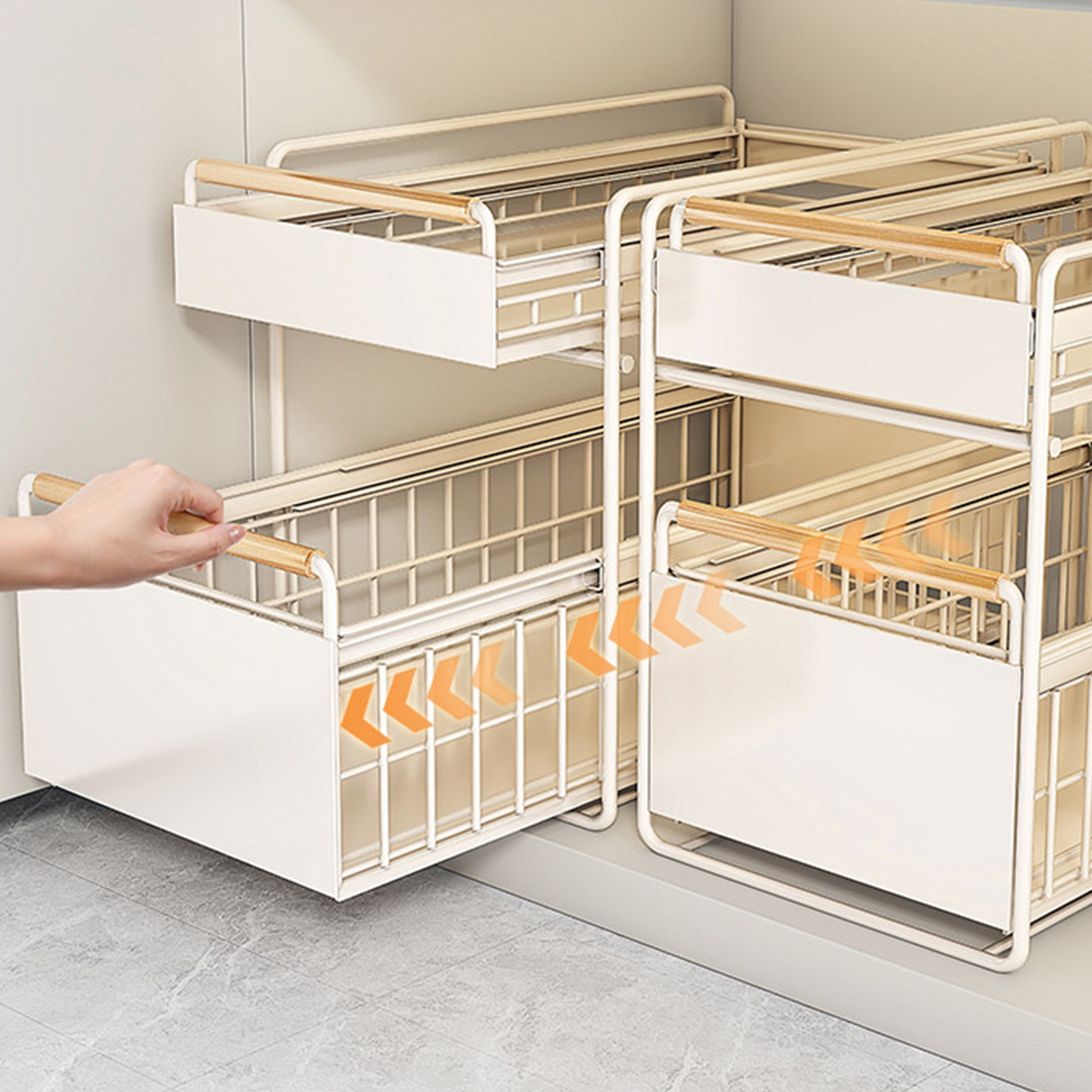 日本厨房下水槽置物架浴室柜下落地抽拉柜子分层架整理收纳神器