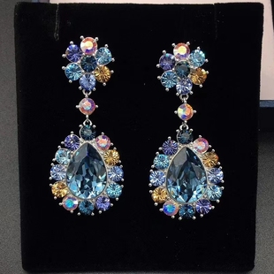 奥地利水晶纯银针耳坠耳钉饰品女高档气质超仙水滴款耳环高级感