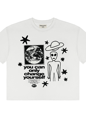 Paper voice孤独的外星人美式复古cleanfit风格T恤索罗娜趣味短袖