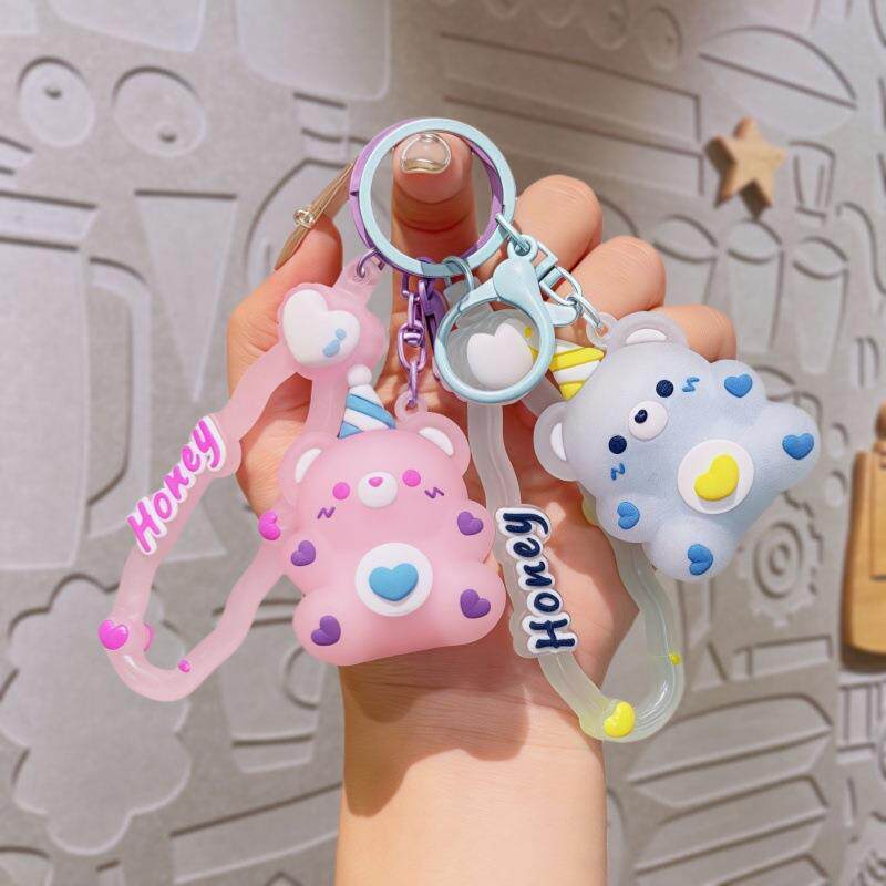 可爱呆萌爱心小熊钥匙扣卡通小挂件挂饰汽车钥匙链地推小礼物