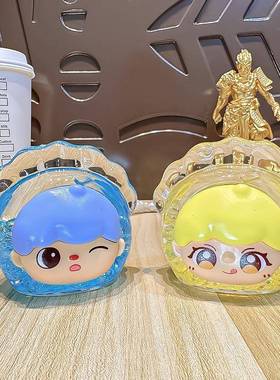 爆款蒸蒸日上梦梦兔盲盒入油流沙桌面摆件超萌爆闪卡通小摆件