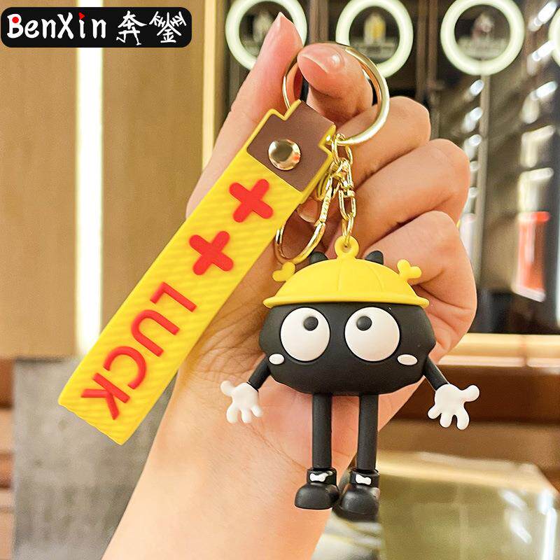搞怪千与千寻黑煤球卡通立体公仔钥匙扣车挂件情侣包包钥匙链挂饰