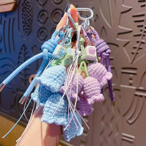创意手工diy毛线编织风铃手绳钥匙扣挂件装饰miu系包包钥匙链挂饰