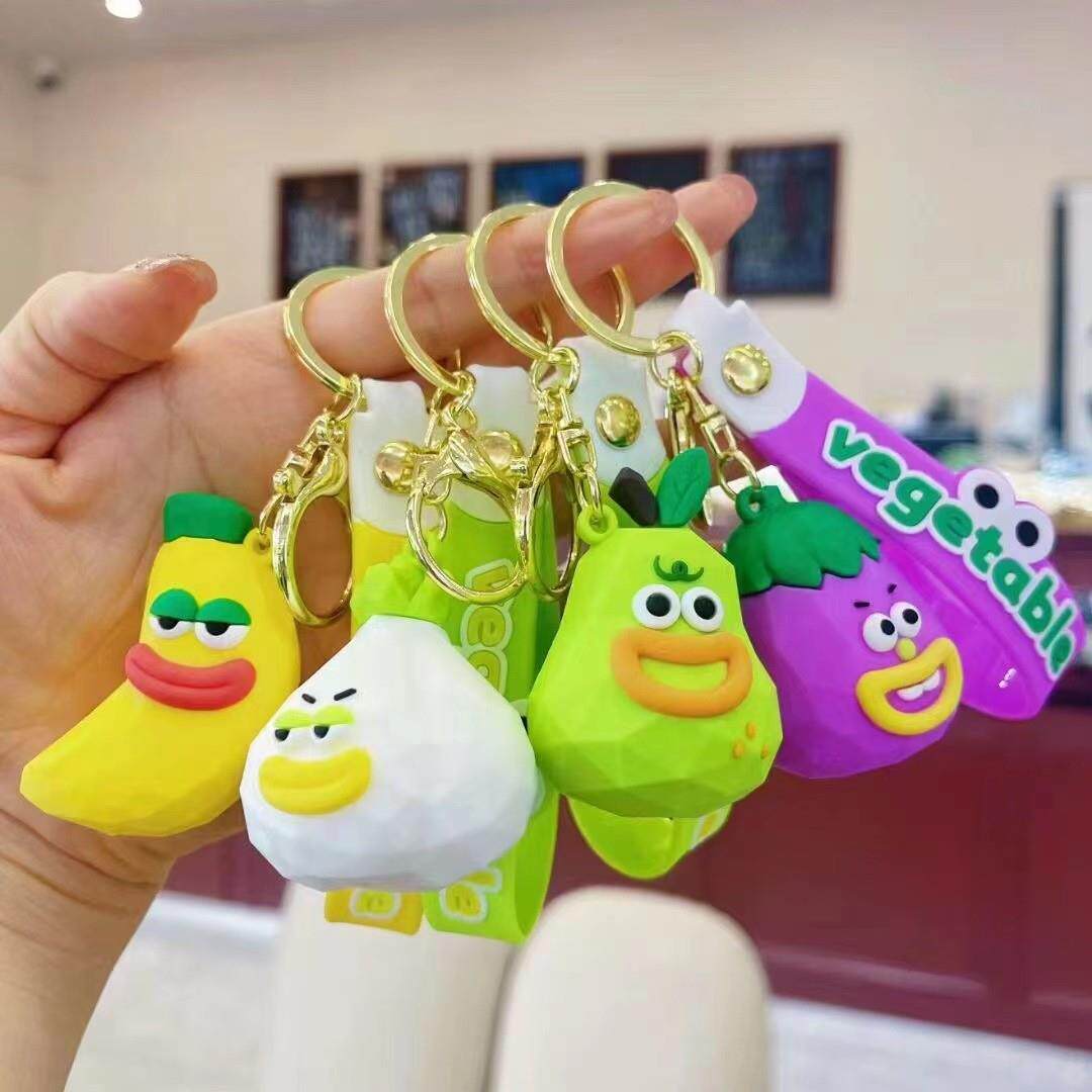 卡通搞怪水果蔬菜钥匙扣可爱立体pvc公仔玩偶包包汽车链礼品挂件