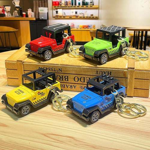 卡通网红吉普车回力模型钥匙扣立体挂件精致汽车钥匙链小礼品