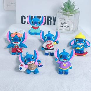 跨境爆款 街头史迪仔钥匙扣卡通动漫史迪奇公仔挂件背包挂饰钥匙链