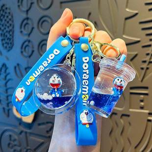 网红入油流沙多啦a梦可达鸭可爱钥匙扣情侣汽车包包挂件礼品