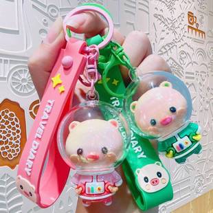 可爱猪猪宇航员情侣精致ins公仔背包钥匙扣书包红学生创意网礼物