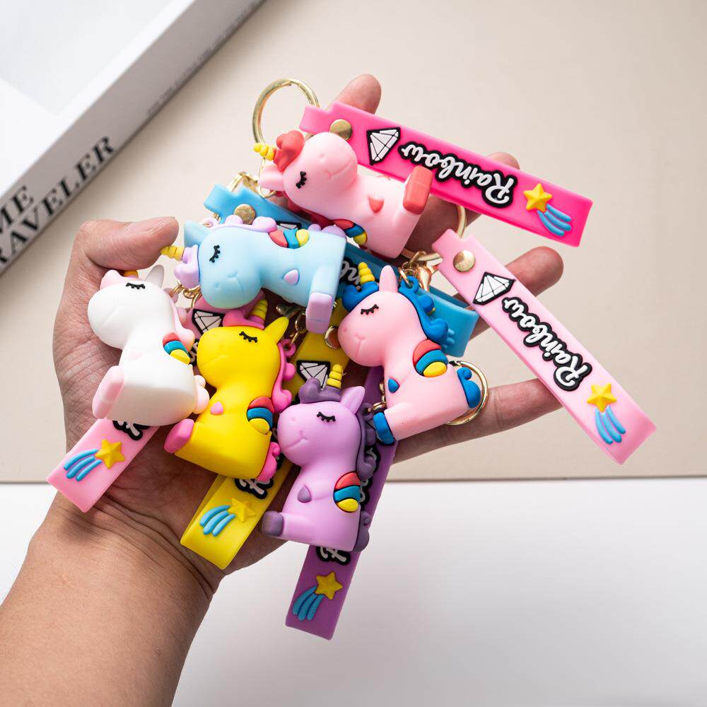 卡通独角兽钥匙扣挂件马年新年款包包挂饰汽车钥匙链地推礼品