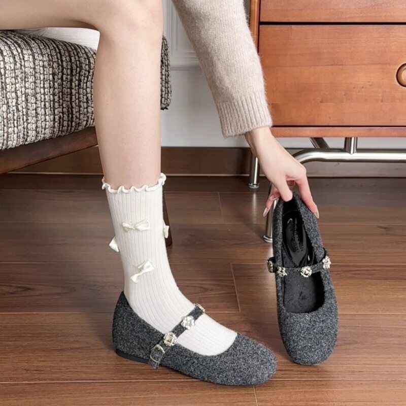 015-Z92 粗跟高跟3cm单鞋女鞋子2024新款秋冬季晚晚玛丽珍毛毛鞋