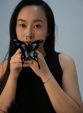 【现货】扬州绒梅绮绒花 非遗始于唐朝 蚕丝手工制作蝴蝶头饰胸针