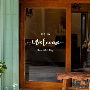 简约welcome英文字母创意欢迎光临门贴店铺玻璃门贴纸橱窗贴自粘