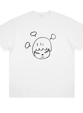奈良美智Yoshitomo Nara简笔画卡通大头娃娃日系印花男女短袖t恤