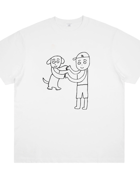 太古翔平趣味狗狗短袖T恤夏季 纯棉半袖小众设计日系男女宽松情侣