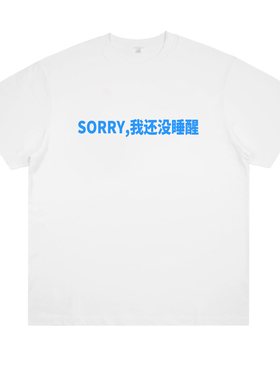 我还没睡醒 趣味恶搞标语t恤纯棉宽松个性创意小众设计男女情侣装