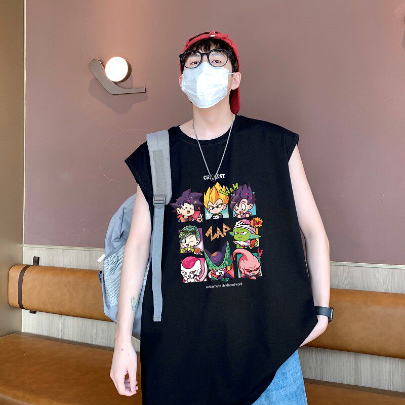 TW7144P28重磅直播品质卡通印花无袖背心无袖T男篮球t恤个性运动T图片