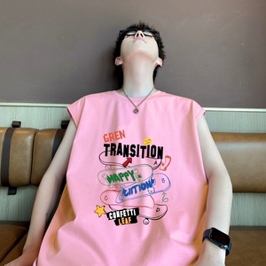 TW7002P28重磅250克直播品质无袖背心无袖T男士篮球t恤个性运动图片