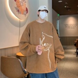 YJ7268P45直播品质重磅麂皮绒卫衣圆领男上装开叉下摆卫秋冬卫，男装卫衣，星座510A-5