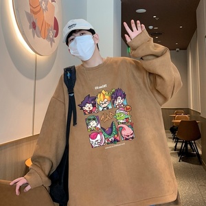 YJ7279P45直播品质重磅麂皮绒卫衣圆领男上装侧开叉下摆卫秋冬卫图片
