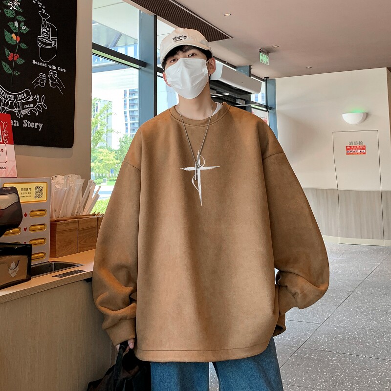 YJ7463P45直播品质男士麂皮绒卫衣圆领男上装侧开叉下摆卫秋冬卫,男装卫衣,星座510A-5