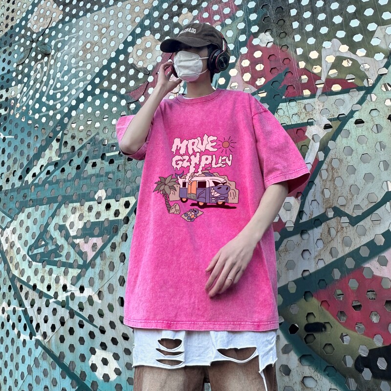 欧美高街t恤原创短袖男设计感小众夏季潮牌痞帅潮流宽松半袖体恤,男装T恤,星座510A-5