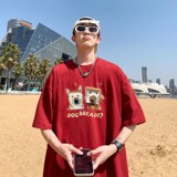 T7151P25夏季男士t恤多巴胺彩色系宽松潮牌港风半袖打底衫短袖t恤，男装T恤，星座510A-5