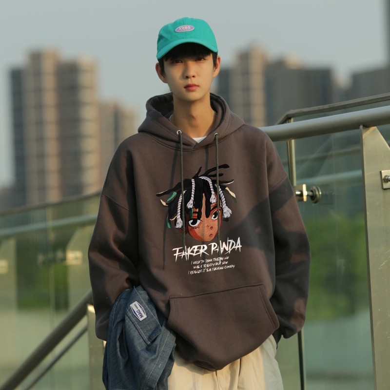 L6210P50秋新品连帽印花宽松棉卫衣长袖外穿卫衣潮牌男装男士外套,男装卫衣,星座510A-5
