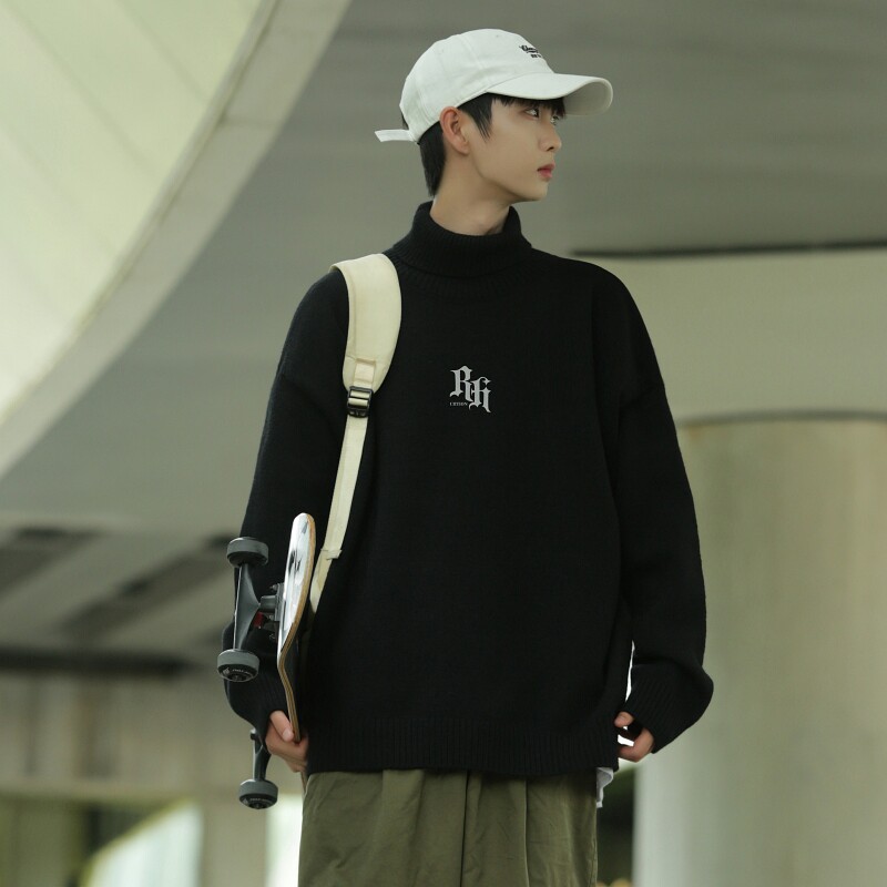 MG5729P65宽松慵懒风套头高领毛衣男士秋冬加厚复古日系外穿港风,男装针织衫/毛衣,星座510A-5