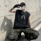 TR6863P35复古无袖T恤男士宽松潮牌背心无袖T水洗蜡染潮牌T恤夏季，男装T恤，星座510A-5