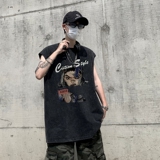 TR6876P35复古无袖T恤男士宽松潮牌背心无袖T水洗蜡染潮牌T恤夏季，男装T恤，星座510A-5