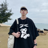 T6737P25港风T恤2023夏季男士印花短袖T恤半袖落肩T纯棉潮流上衣，男装T恤，星座510A-5