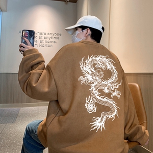 YJ7466P45直播品质男士麂皮绒卫衣圆领男上装侧开叉下摆卫秋冬卫图片