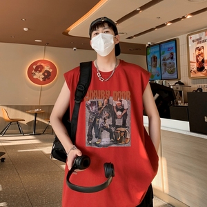 TW6991P28重磅250克无袖背心无袖T男士篮球t恤个性潮牌港风运动图片
