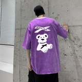 TF6569P38新潮水洗做旧蜡染T恤高街小欧风T恤港风宽松T恤，男装T恤，星座510A-5