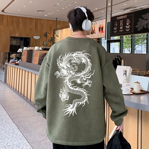 YJ7466P45直播品质男士麂皮绒卫衣圆领男上装侧开叉下摆卫秋冬卫