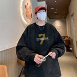 YJ7270P45直播品质重磅麂皮绒卫衣圆领男上装侧开叉下摆卫秋冬卫，男装卫衣，星座510A-5