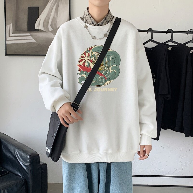 Y3983-P382023年春秋季新款港风圆领长袖卫衣男潮流学生印花上衣，男装卫衣，星座510A-5