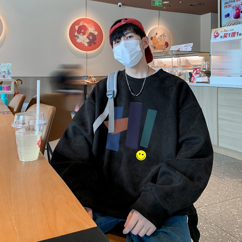 YJ7471P45直播品质男士麂皮绒卫衣圆领男上装侧开叉下摆卫秋冬卫,男装卫衣,星座510A-5