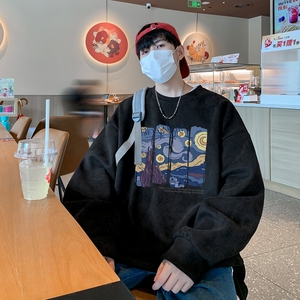 YJ7308P45直播品质男士麂皮绒卫衣圆领男上装侧开叉下摆卫秋冬卫图片